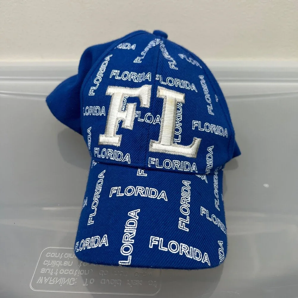 Florida Hat Mens Adjustable Blue Strap Baseball Cap AOP Tourism Gators Lightning